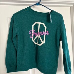 Cat & Jack Teal Sweatshirt with Peace Sign and 'Forever' Print